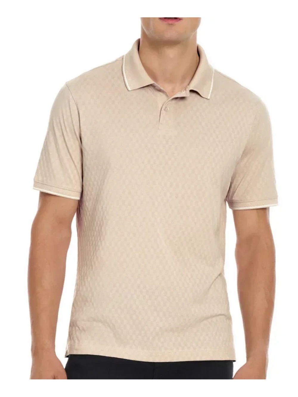 TED BAKER Men’s Textured Polo Shirt L Golf Cotton Summer Beige